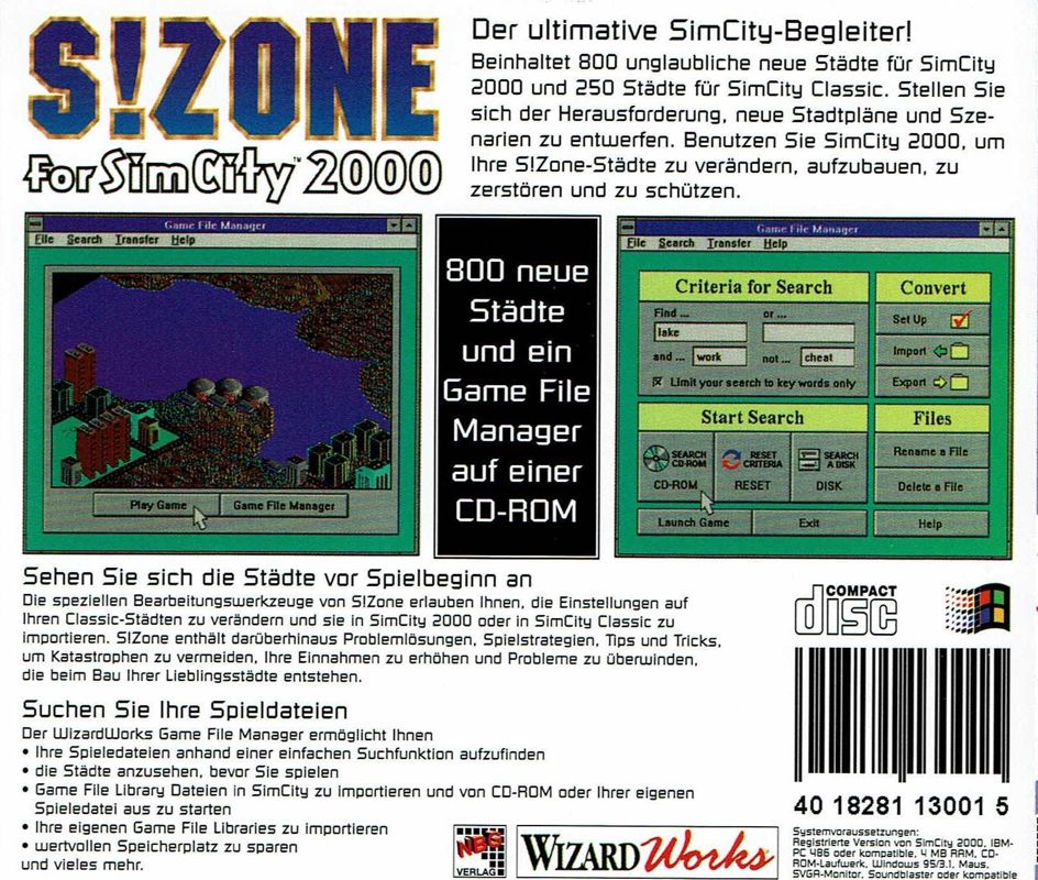 Back Cover for S!Zone (Windows and Windows 16-bit)