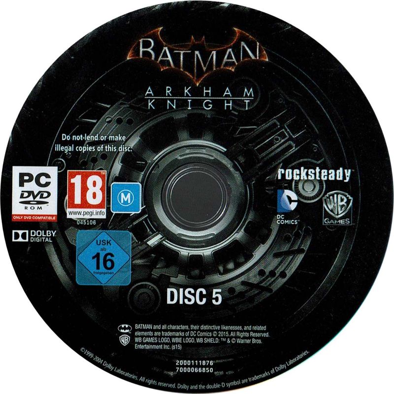 Media for Batman: Arkham Knight (Windows): Disc 5