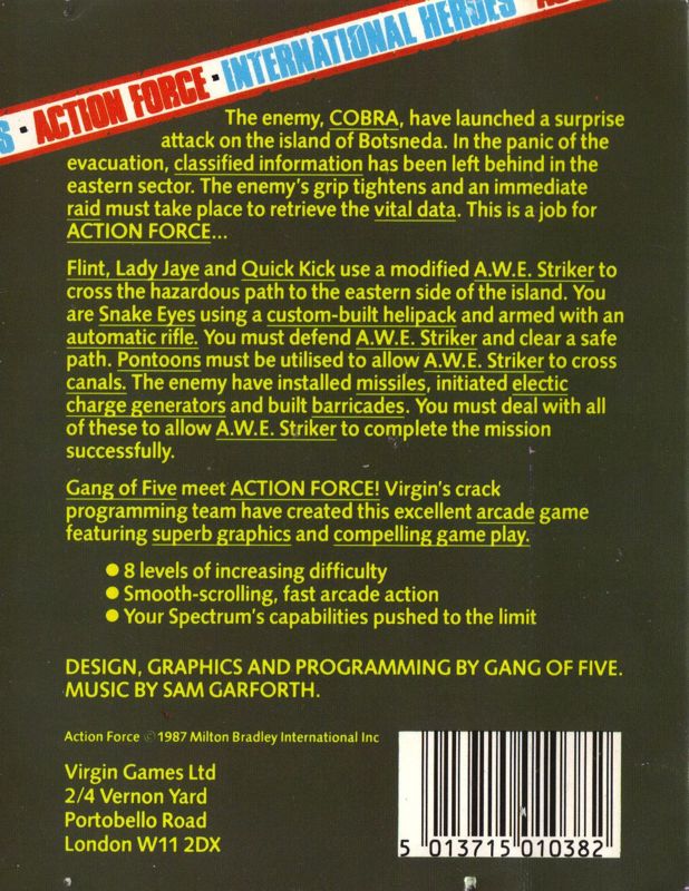 Back Cover for Action Force (ZX Spectrum)