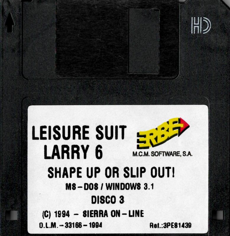 Media for Leisure Suit Larry 6: Shape Up or Slip Out! (DOS and Windows 3.x): Disk 3