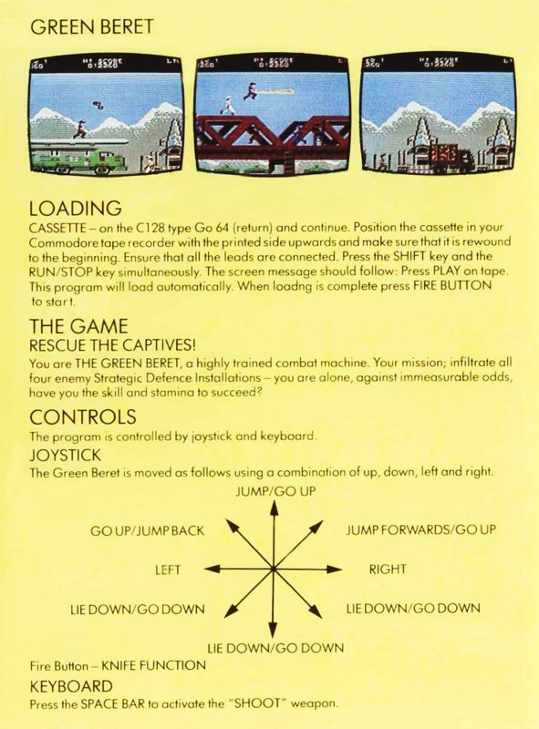 Inside Cover for Rush'n Attack (Commodore 64)