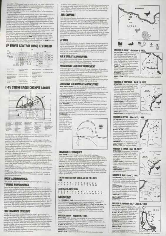 Manual for F-15 Strike Eagle (Commodore 64) (Kixx release)