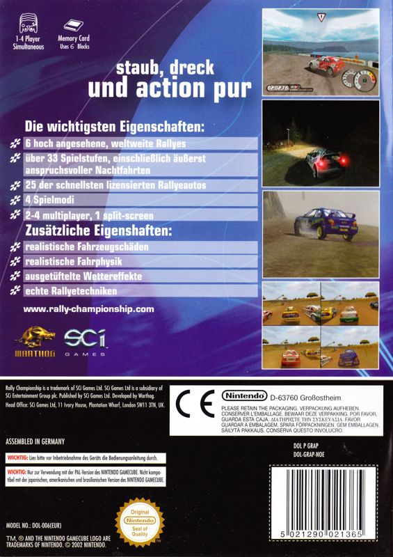 Back Cover for Rally Championship (GameCube)
