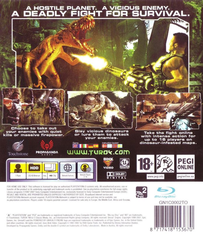 Back Cover for Turok (PlayStation 3) (English version)