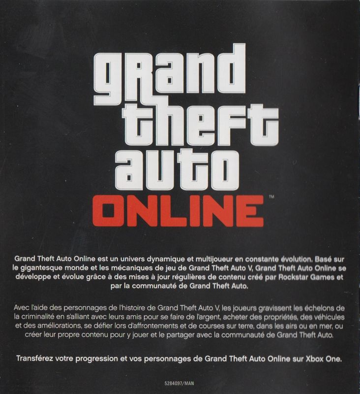 Manual for Grand Theft Auto V (Xbox One): Back