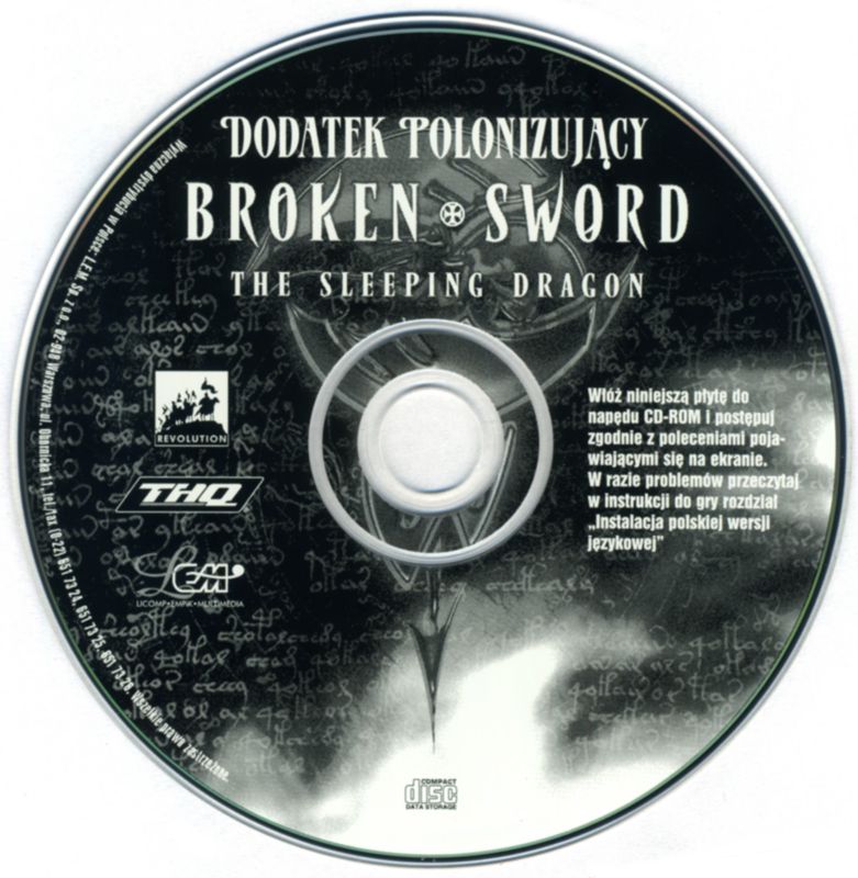 Media for Broken Sword: The Sleeping Dragon (Windows): Disc with polish subtitles for the game