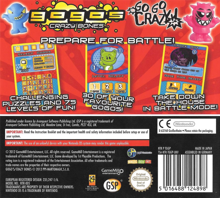 Back Cover for Gogo's Crazy Bones (Nintendo DS)