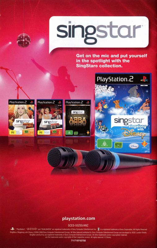 Manual for SingStar: Singalong with Disney (PlayStation 2): Back