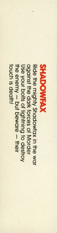 Back Cover for Shadowfax (ZX Spectrum)