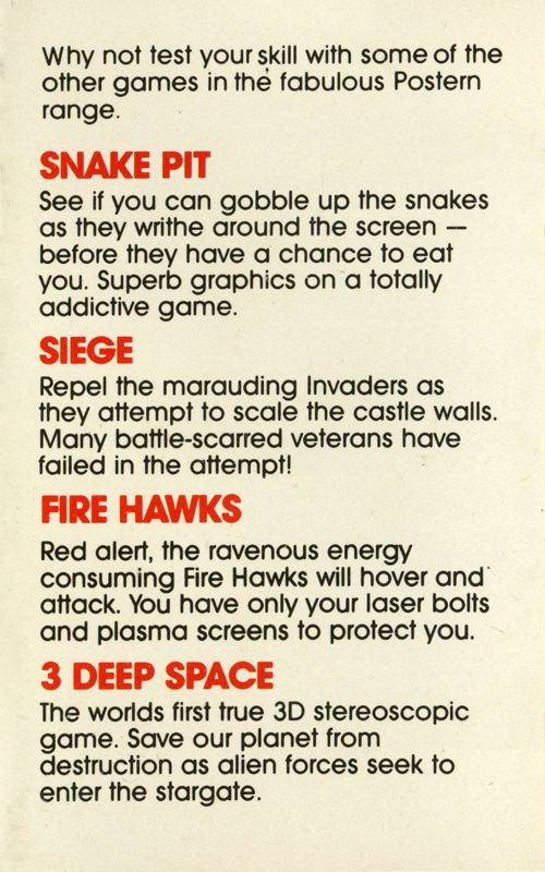 Advertisement for Shadowfax (ZX Spectrum): inside cover side A, I (attached front cover)