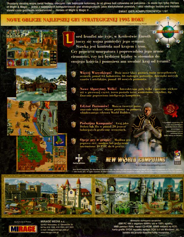 Back Cover for Heroes of Might and Magic II: The Succession Wars (Windows)