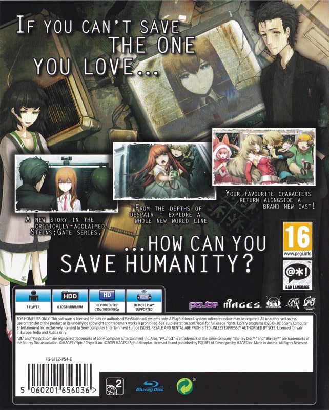Other for Steins;Gate 0 (Amadeus Edition) (PlayStation 4) (Rice Digital Online Store release): Keep Case - Back
