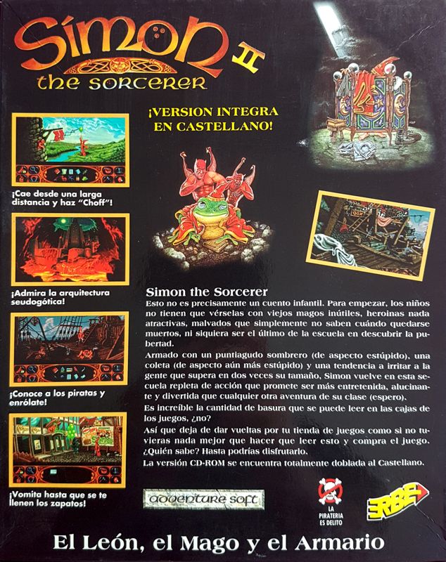 Back Cover for Simon the Sorcerer II: The Lion, the Wizard and the Wardrobe (DOS)