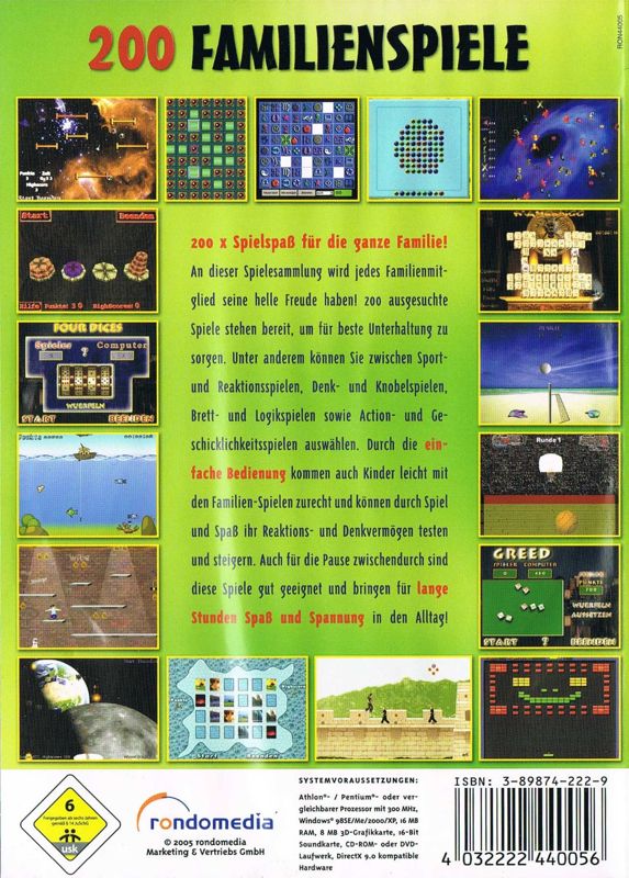 Back Cover for 200 Familien Spiele (Windows) (2005 release)