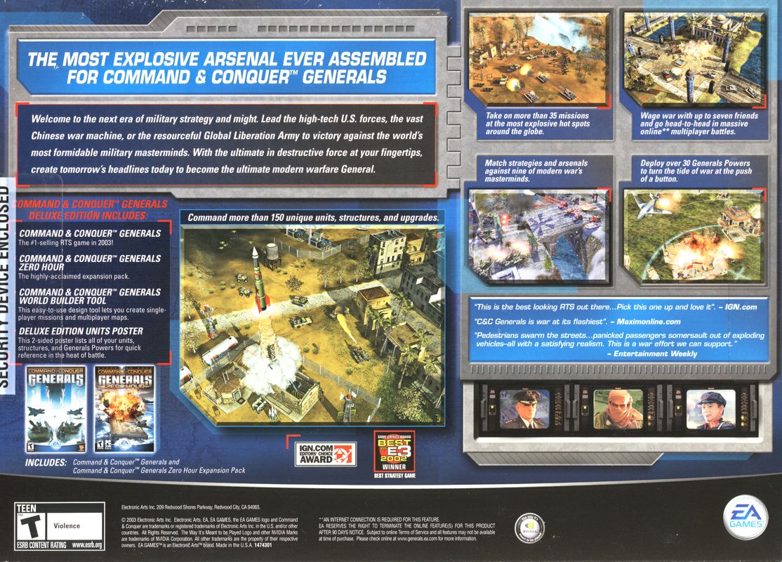 Back Cover for Command & Conquer: Generals - Deluxe Edition (Windows)