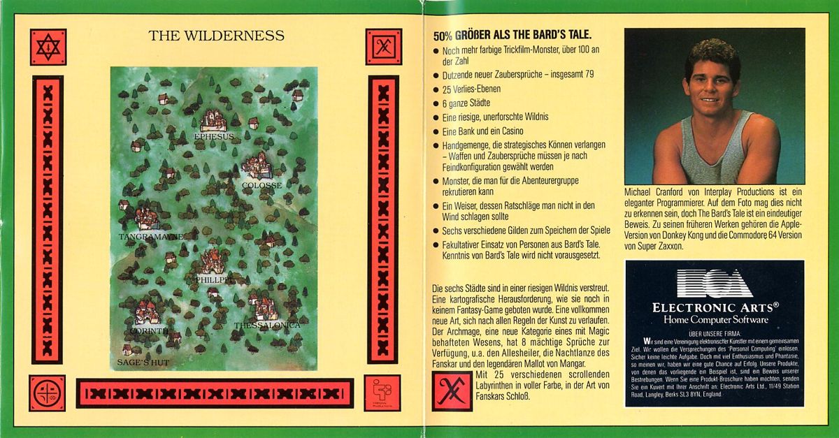 Inside Cover for The Bard's Tale II: The Destiny Knight (Commodore 64)