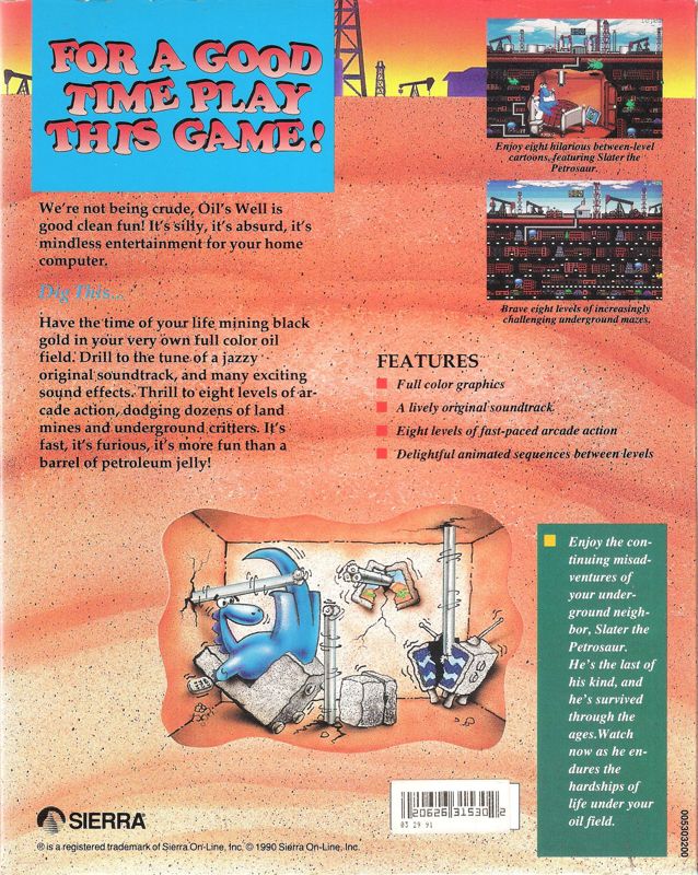 Back Cover for Oil's Well (DOS) (Dual Media Release - different disk labels)