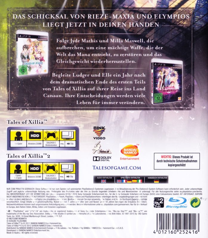 Back Cover for Tales of Xillia / Tales of Xillia 2 (PlayStation 3)