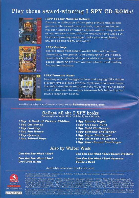 Extras for I Spy: Fantasy (Macintosh and Windows) ("Free I Spy Mini CD & Book Inside!" release): Mini Book Back