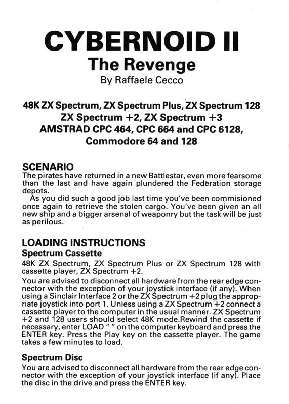 Other for Cybernoid II: The Revenge (ZX Spectrum): foldable instructions 2