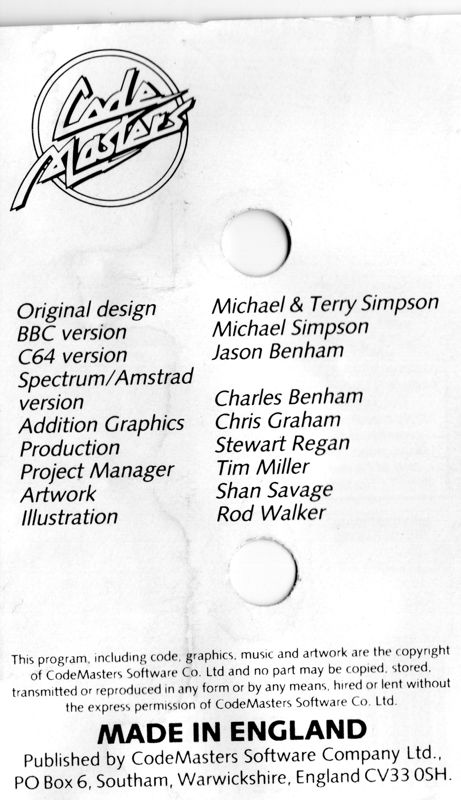 Inside Cover for By Fair Means or Foul (ZX Spectrum) (Codemasters release)