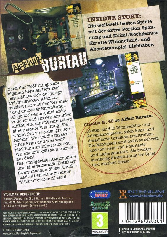 Back Cover for Insider Story: Affair Bureau (Windows)