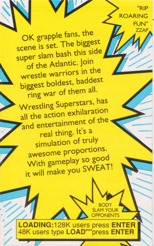 Inside Cover for Wrestling Superstars (ZX Spectrum)