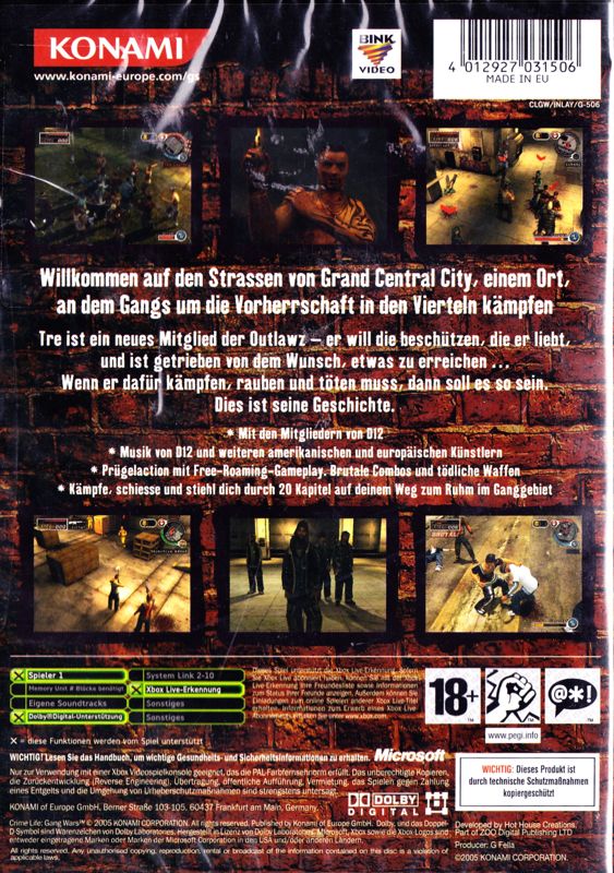 Back Cover for Crime Life: Gang Wars (Xbox)