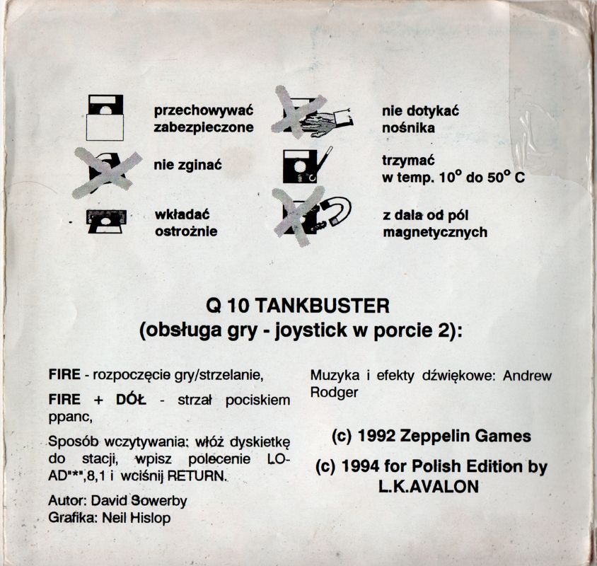 Inside Cover for Q10 Tankbuster (Commodore 64) (5.25" disk release): Left Flap