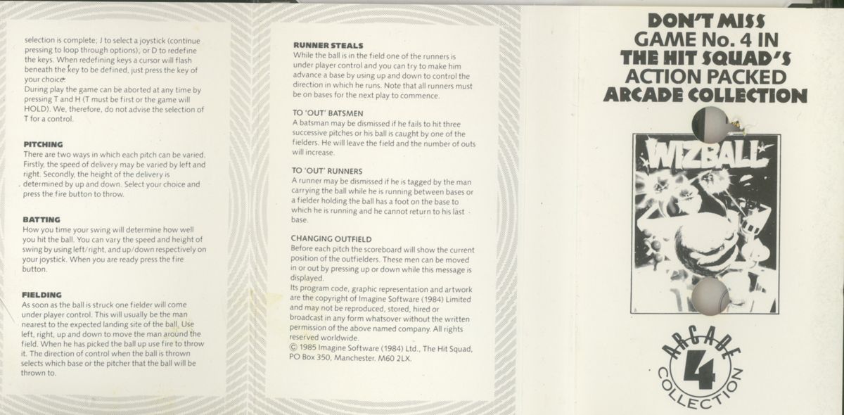 Inside Cover for The Slugger (ZX Spectrum)