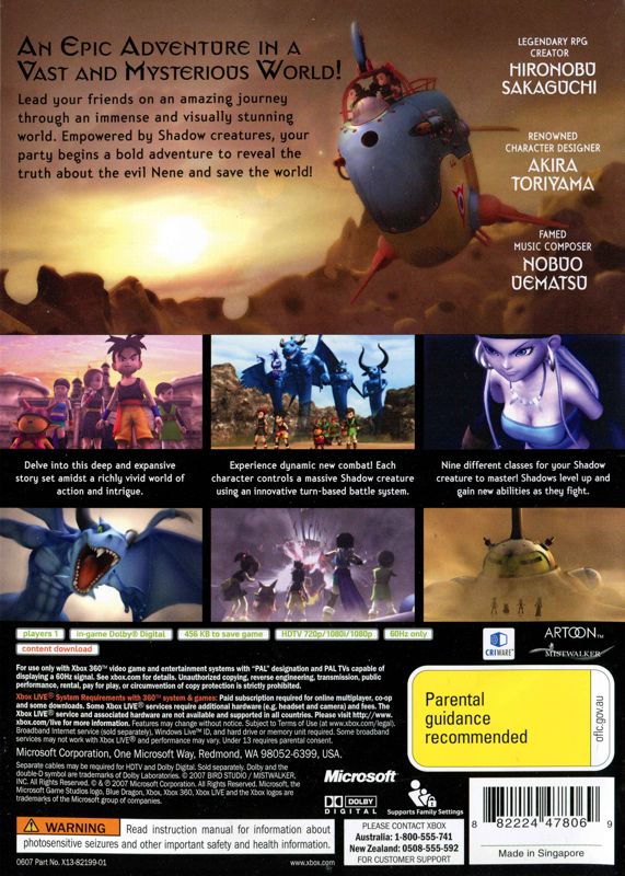 Back Cover for Blue Dragon (Xbox 360)