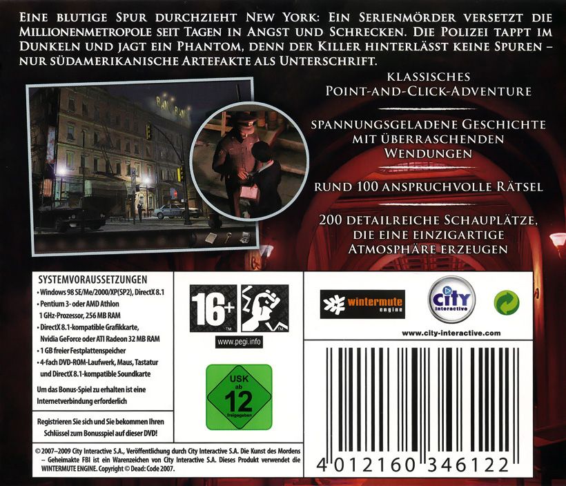 Other for Art of Murder: FBI Confidential (Windows) (Software Pyramide release): Jewel Case - Back