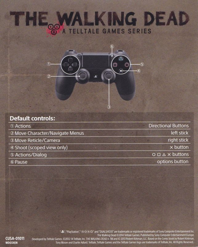 Reference Card for The Walking Dead: The Complete First Season Plus 400 Days (PlayStation 4)