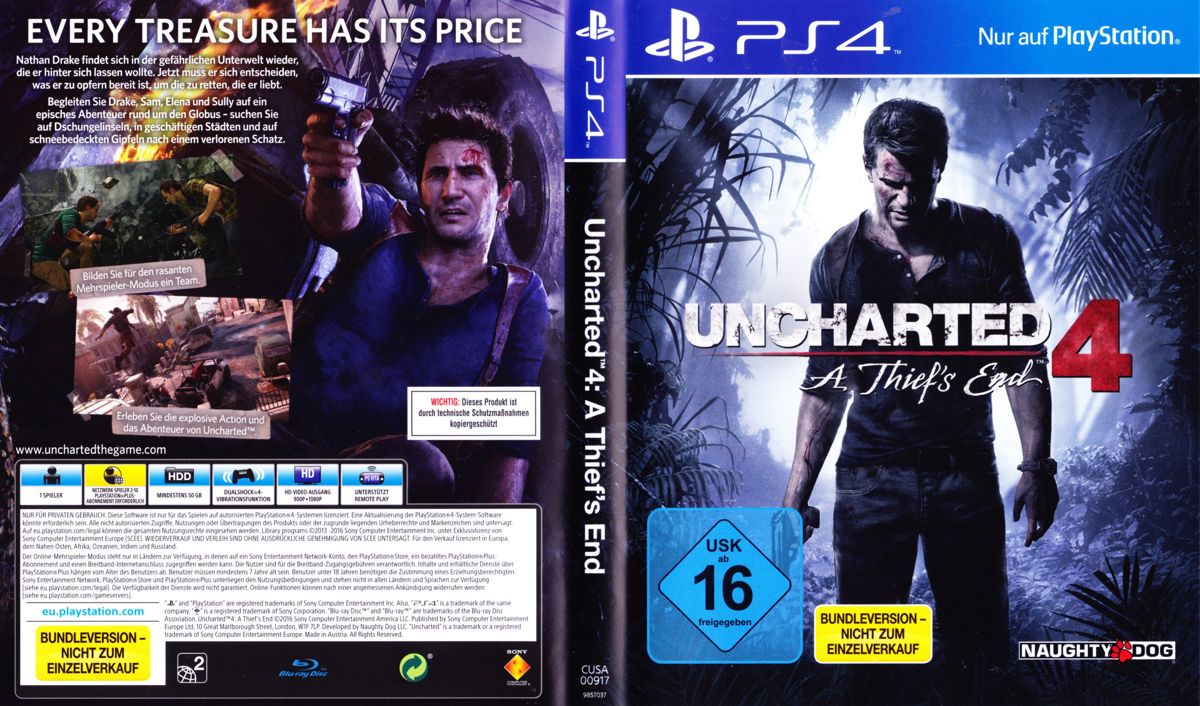 Other for Uncharted 4: A Thief's End (PlayStation 4) (Bundled w/ PS4 console): Keep Case - Full