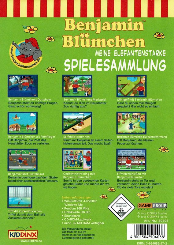 Back Cover for Benjamin Blümchen: Meine elefantenstarke Spielesammlung (Windows)