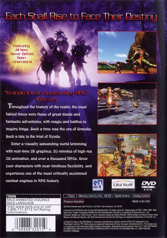 Back Cover for Grandia II (PlayStation 2)