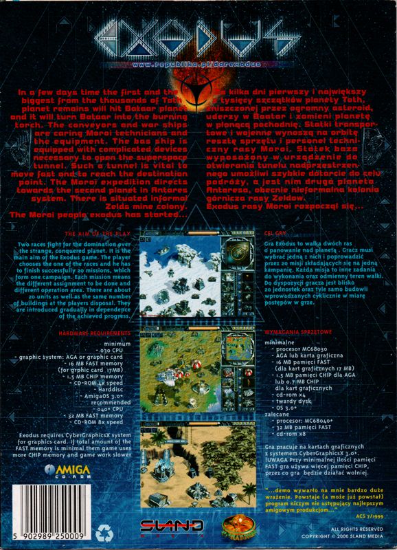 Back Cover for Exodus: The Last War (Amiga)