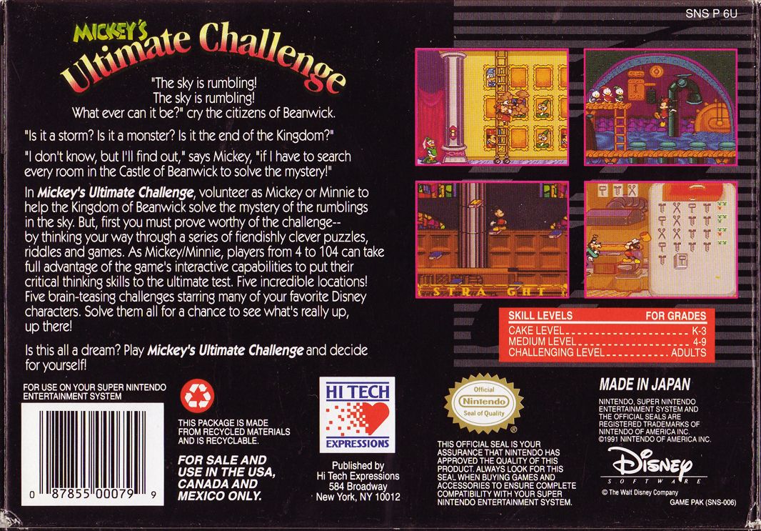 Back Cover for Mickey's Ultimate Challenge (SNES)