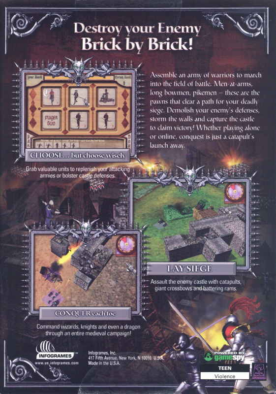 Back Cover for Castles & Catapults (Windows) (Budget release)