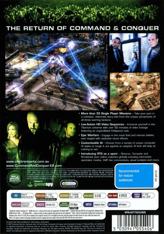Back Cover for Command & Conquer 3: Tiberium Wars (Windows)