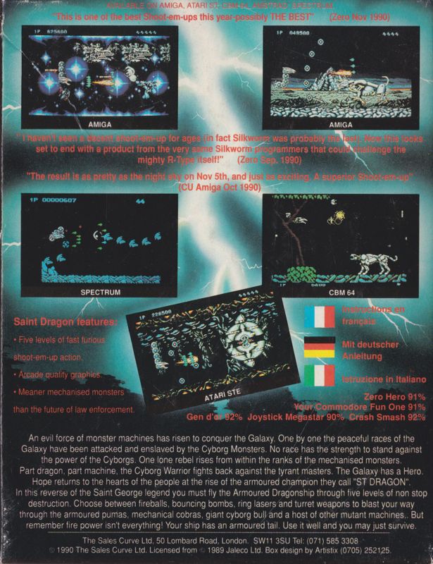 Back Cover for Saint Dragon (ZX Spectrum)