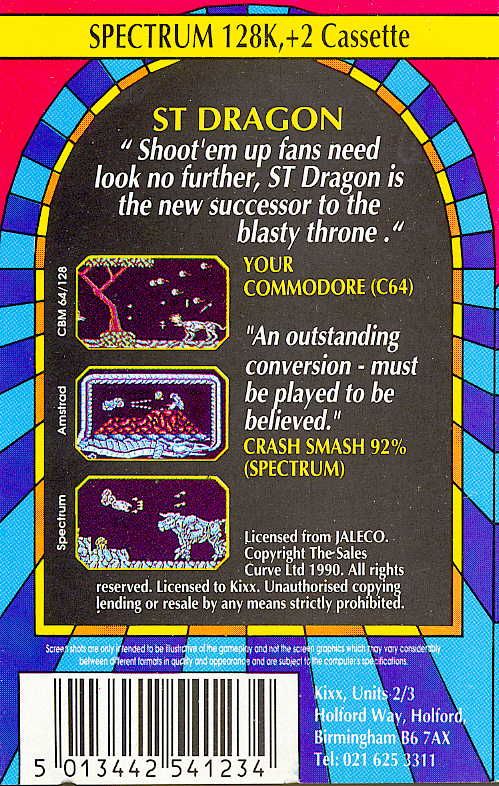 Back Cover for Saint Dragon (ZX Spectrum) (Kixx release)