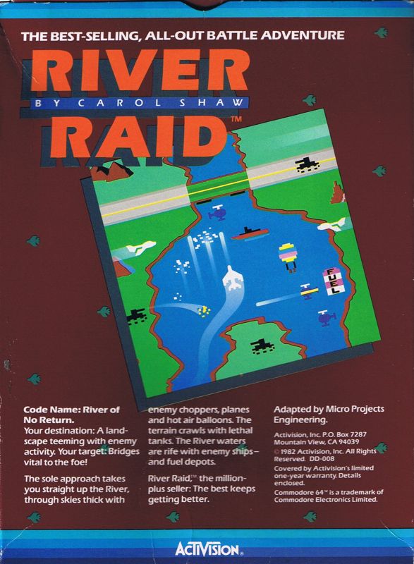 Back Cover for River Raid (Commodore 64)