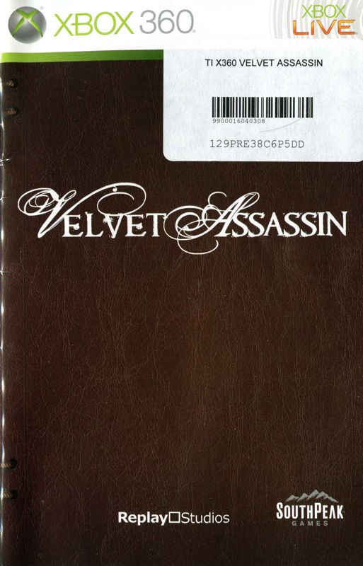 Manual for Velvet Assassin (Xbox 360): Front