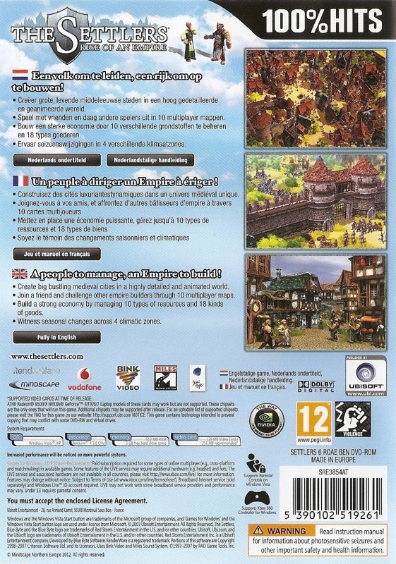 Back Cover for The Settlers: Rise of an Empire - Gold Edition (Windows) (100% Hits release)