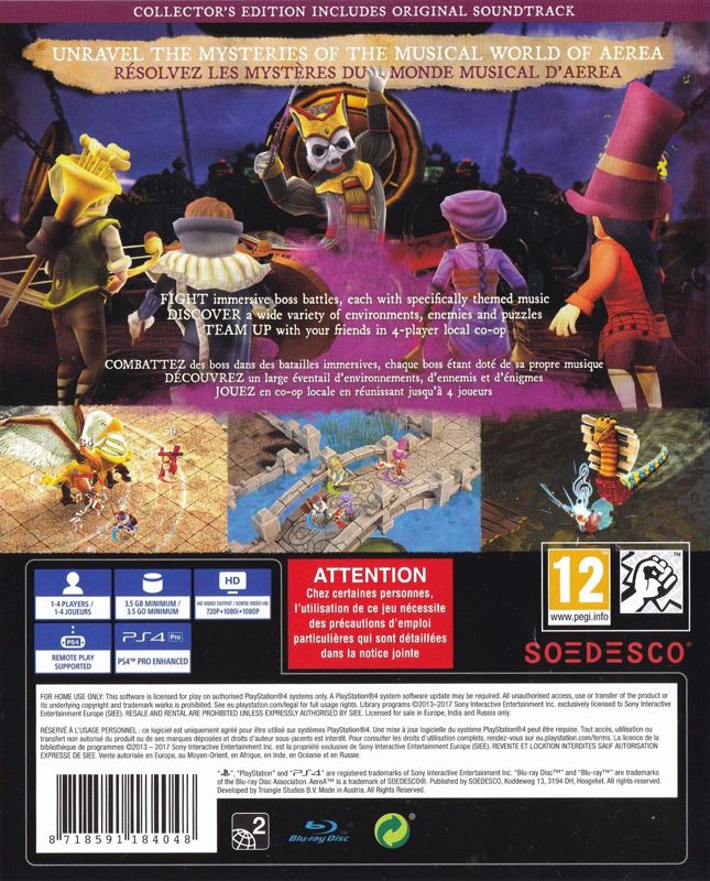 Back Cover for AereA (Collector's Edition) (PlayStation 4)