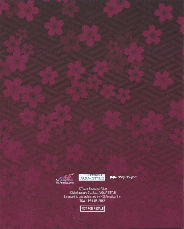 Manual for Touhou: Genso Wanderer (PlayStation 4): Back