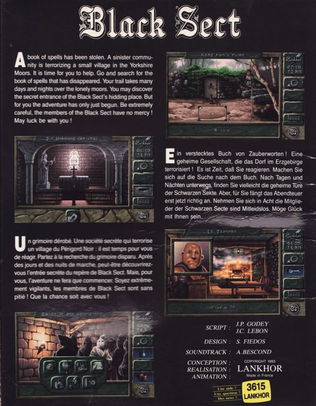 Back Cover for Black Sect (DOS)