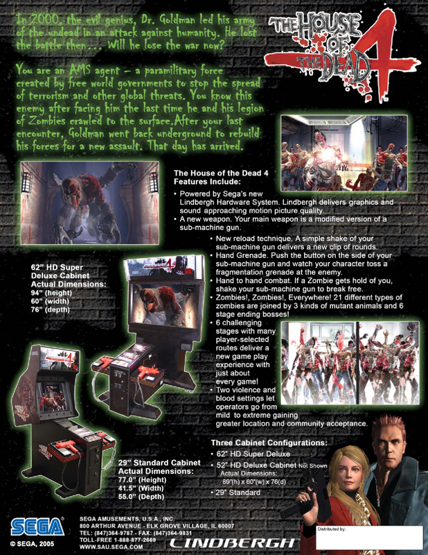 Back Cover for The House of the Dead 4 (Arcade) (From segaarcade.com)