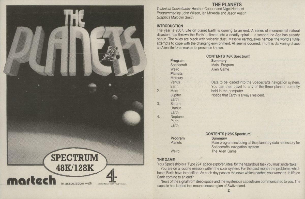 Other for The Planets (ZX Spectrum) (128K version): foldable instructions 1